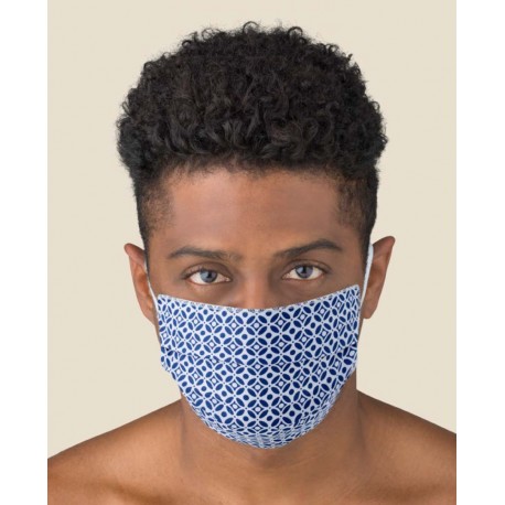 Couple of Protective Blue color washable masks for Adult made of TNT and Natural cotton